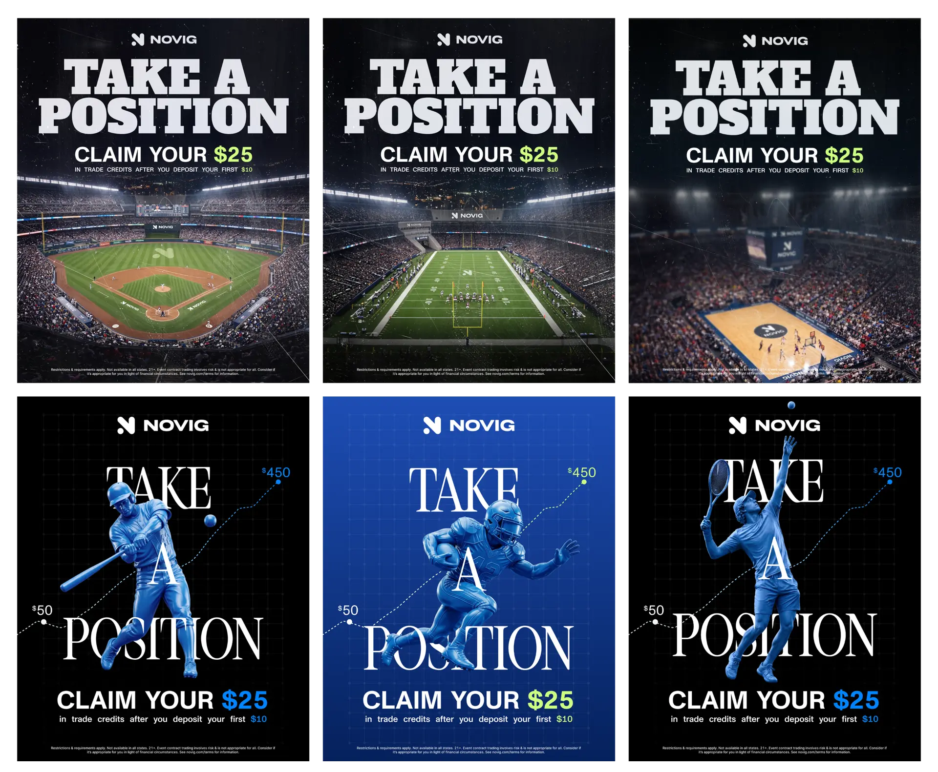 Novig Take A Position campaign, stadium and athlete executions across baseball, football, basketball, hockey and tennis